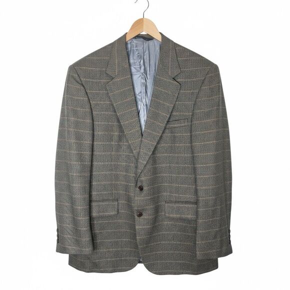 LANDS' END 46L 100% Lambswool Tiroler Loden Plaid Wool Sports Coat Blazer USA - Picture 1 of 15